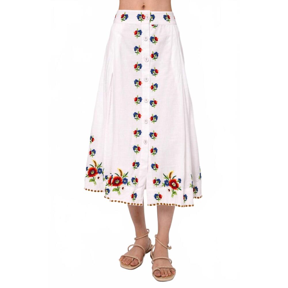 NEW LOVE THE LABEL women's berri midi skirt in white floral